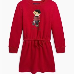 Polo Bear Red Long-Sleeve Kids Dress